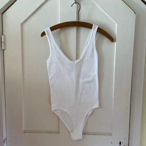 NWOT Aura Wardrobe Ribbed Sleeveless
Bodysuit Size S/M white